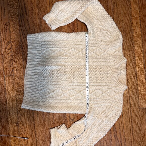 vintage irish fisherman cottage cabincore w med/mens small undyed wool off white - Picture 5 of 6